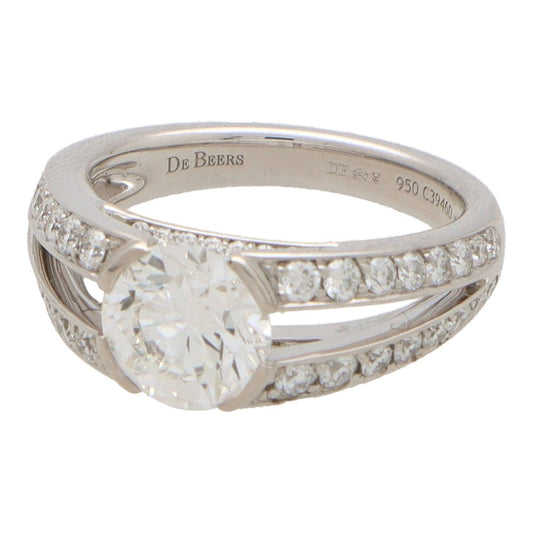De Beers Vintage GIA Certified Annabel Diamond Platinum Ring