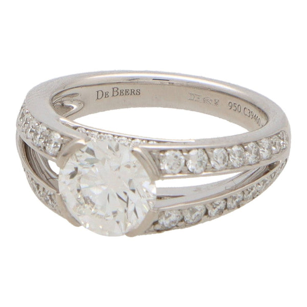 De Beers Vintage GIA Certified Annabel Diamond Platinum Ring