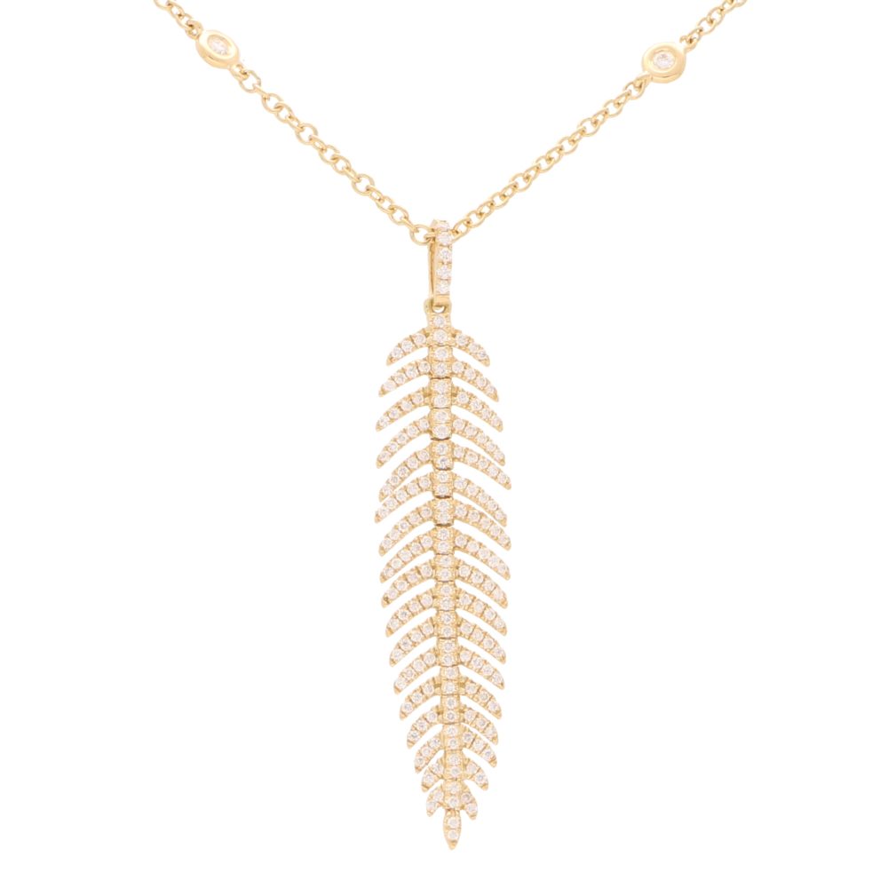 Articulated Diamond Feather Necklace in 18ct Yellow Gold