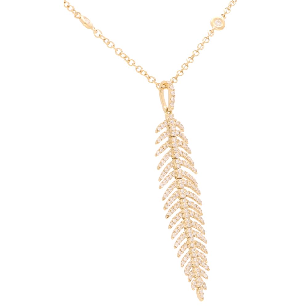 Articulated Diamond Feather Necklace in 18ct Yellow Gold