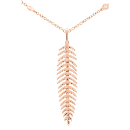 Articulated Diamond Feather Pendant Necklace in 18ct Rose Gold