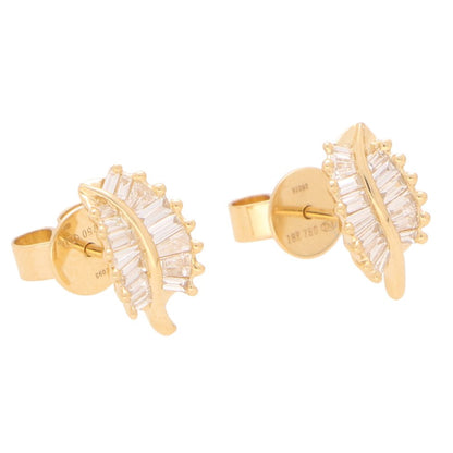 0.45ct Baguette Cut Diamond Leaf Earrings in 18ct Yellow Gold