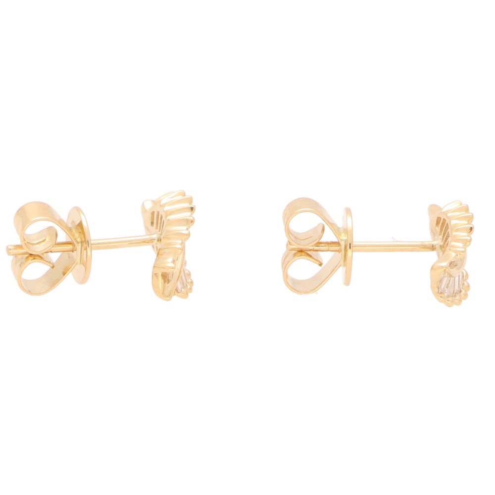 0.45ct Baguette Cut Diamond Leaf Earrings in 18ct Yellow Gold