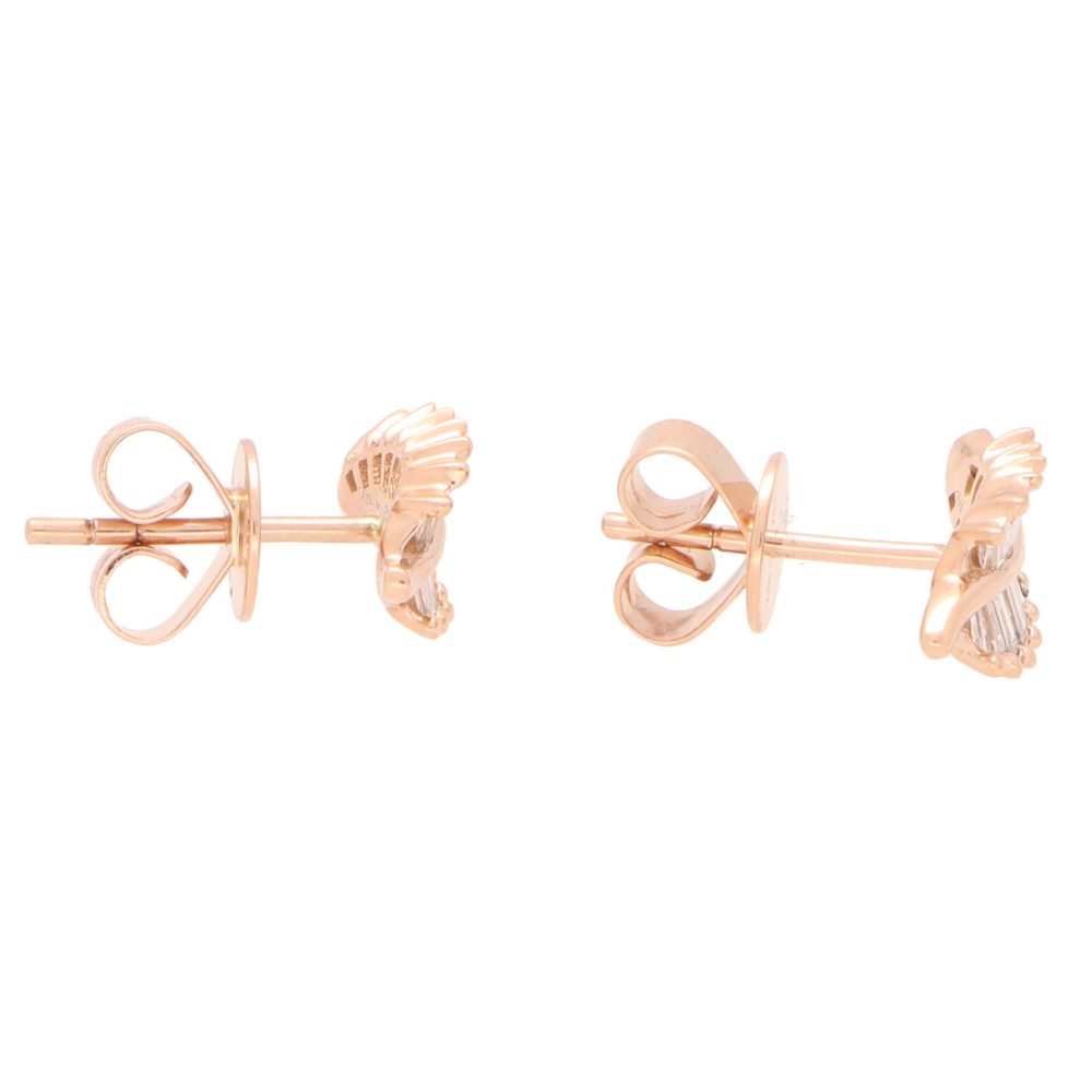 0.45ct Baguette Cut Diamond Leaf Earrings in 18ct Rose Gold