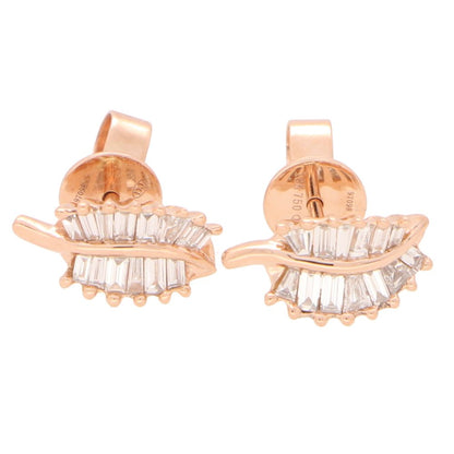 0.45ct Baguette Cut Diamond Leaf Earrings in 18ct Rose Gold