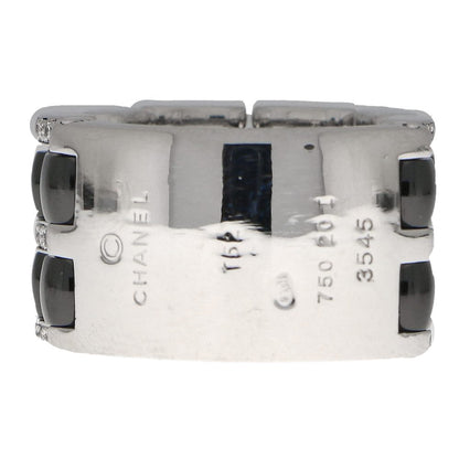Vintage Chanel Wide Diamond and Black Ceramic Ring in 18ct White Gold