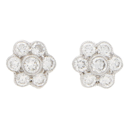 Diamond Floral Cluster Stud Earrings, 0.48 carat total