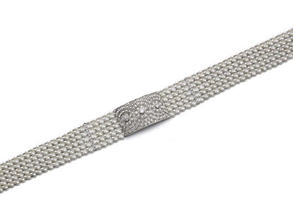 Pearl Diamond Platinum Choker Necklace