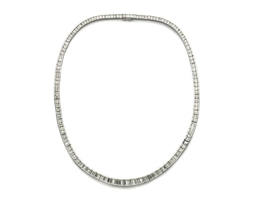 Baguette Cut Diamond Line Necklace