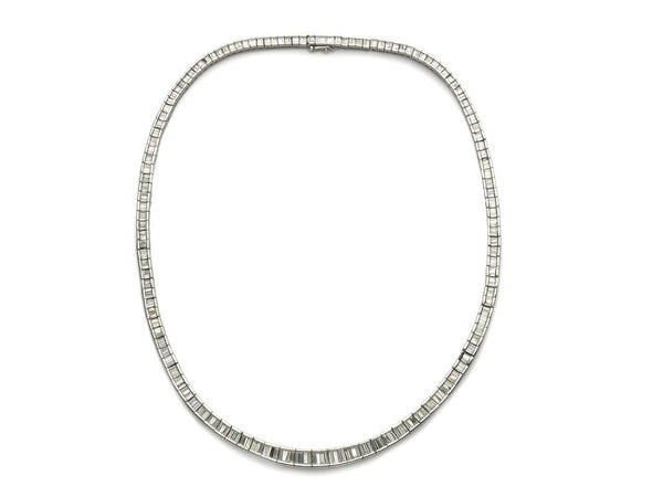Baguette Cut Diamond Line Necklace