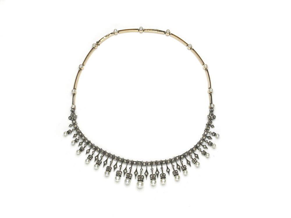 Antique Victorian Pearl & Diamond Necklace