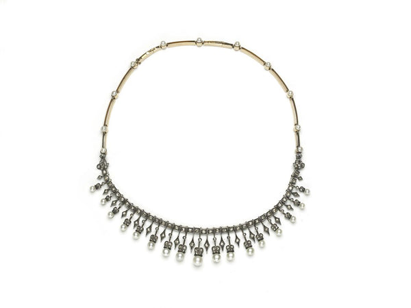 Antique Victorian Pearl & Diamond Necklace