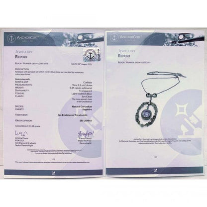 Antique Victorian 5.35ct No Treatment Cushion Cut Ceylon Sapphire and Diamond Pendant