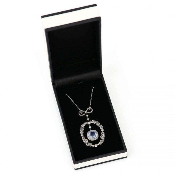 Antique Victorian 5.35ct No Treatment Cushion Cut Ceylon Sapphire and Diamond Pendant