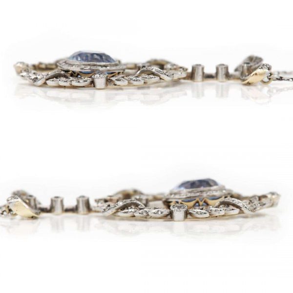 Antique Victorian 5.35ct No Treatment Cushion Cut Ceylon Sapphire and Diamond Pendant