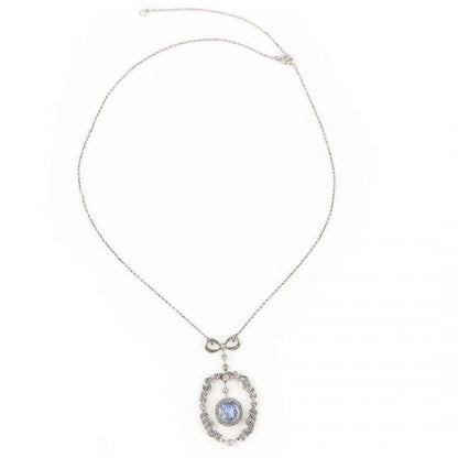 Antique Victorian 5.35ct No Treatment Cushion Cut Ceylon Sapphire and Diamond Pendant