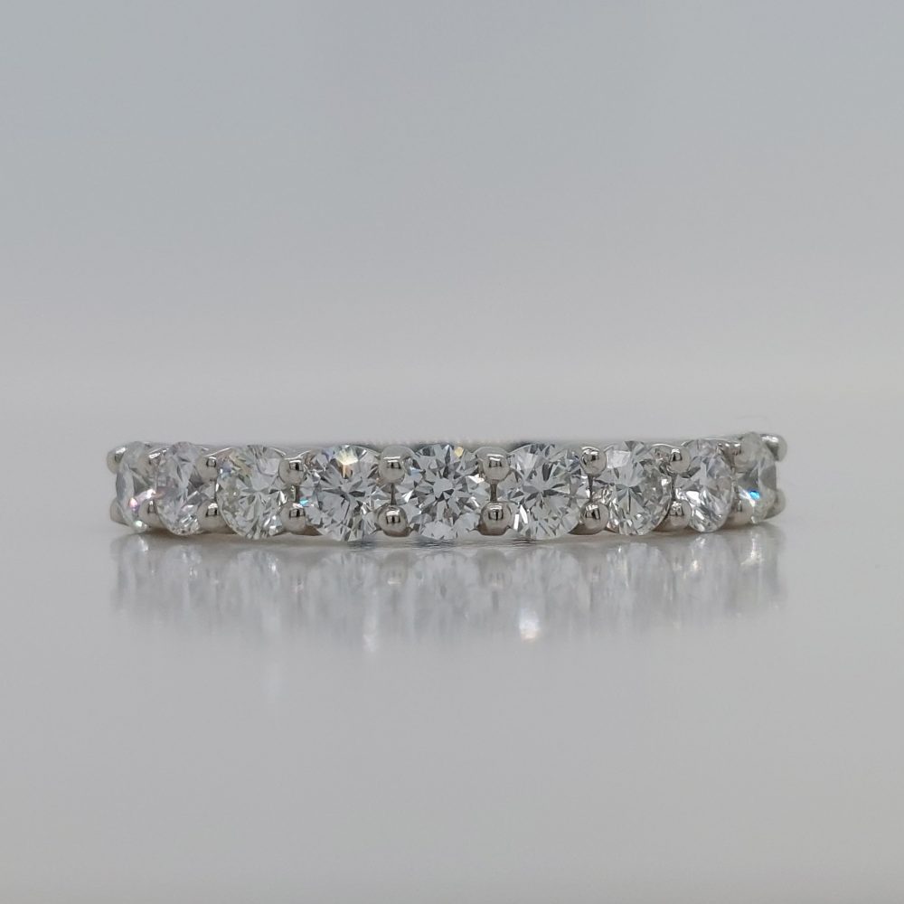 Nine Stone Brilliant Cut Diamond Platinum Half Eternity Ring