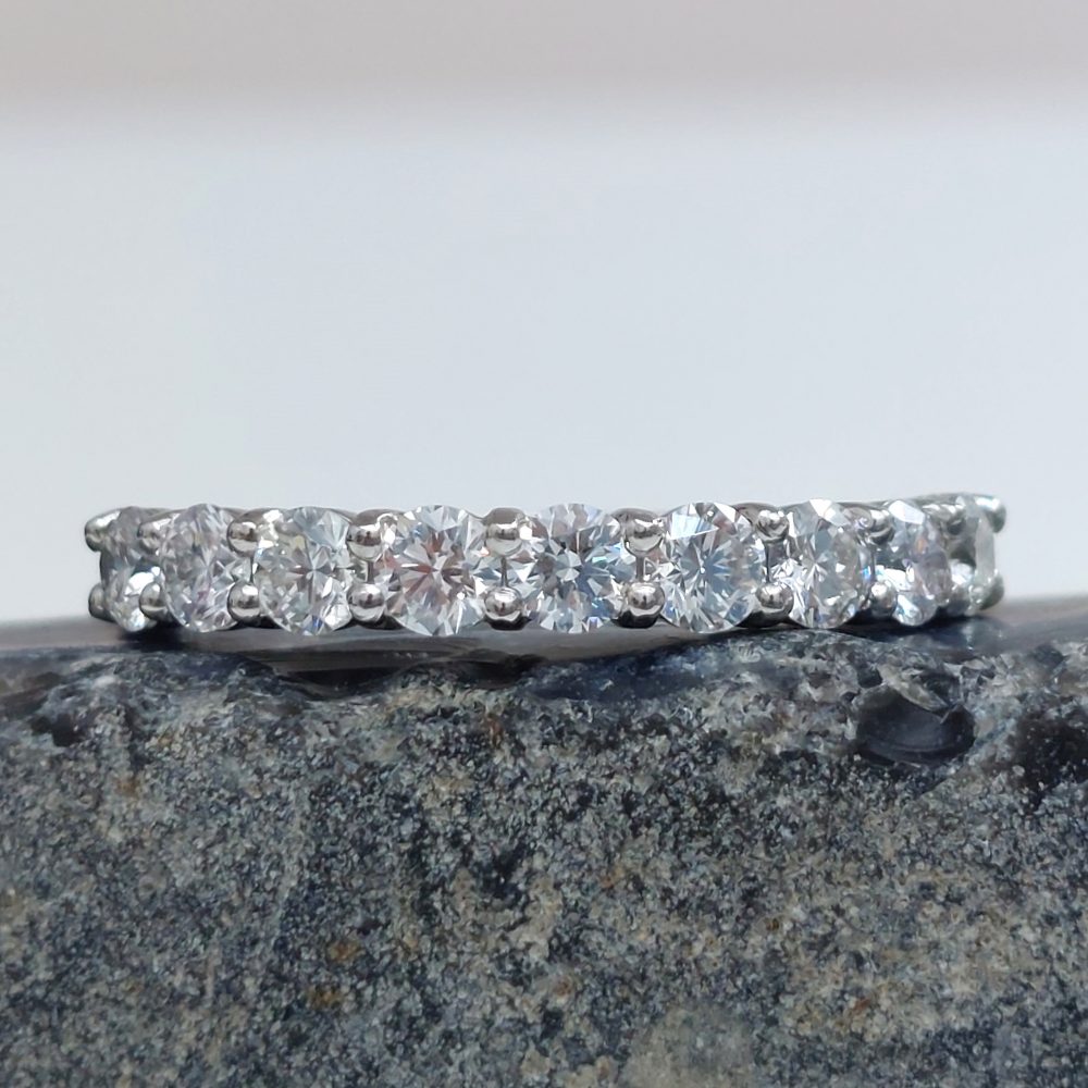 Nine Stone Brilliant Cut Diamond Platinum Half Eternity Ring