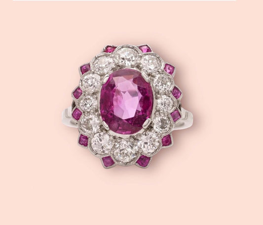 Vintage Art Deco Burma No Heat Ruby Ring, 2 Carat No Heat