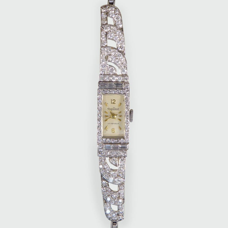 Antique Art Deco Diamond Platinum Exquisite Watch