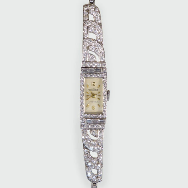 Antique Art Deco Diamond Platinum Exquisite Watch