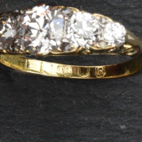 Antique Victorian 2.00ct Five Stone Diamond Ring, 18ct Gold