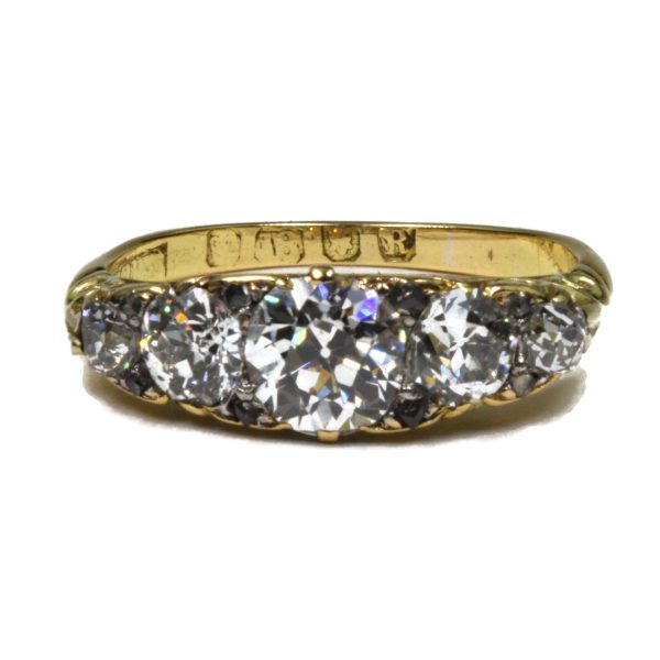 Antique Victorian 2.00ct Five Stone Diamond Ring, 18ct Gold
