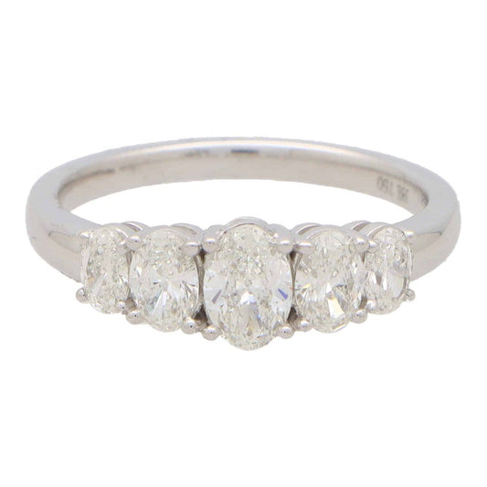 Oval Cut Diamond Five Stone Engagement Ring, 1.03 carats