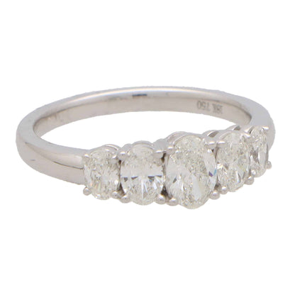 Oval Cut Diamond Five Stone Engagement Ring, 1.03 carats