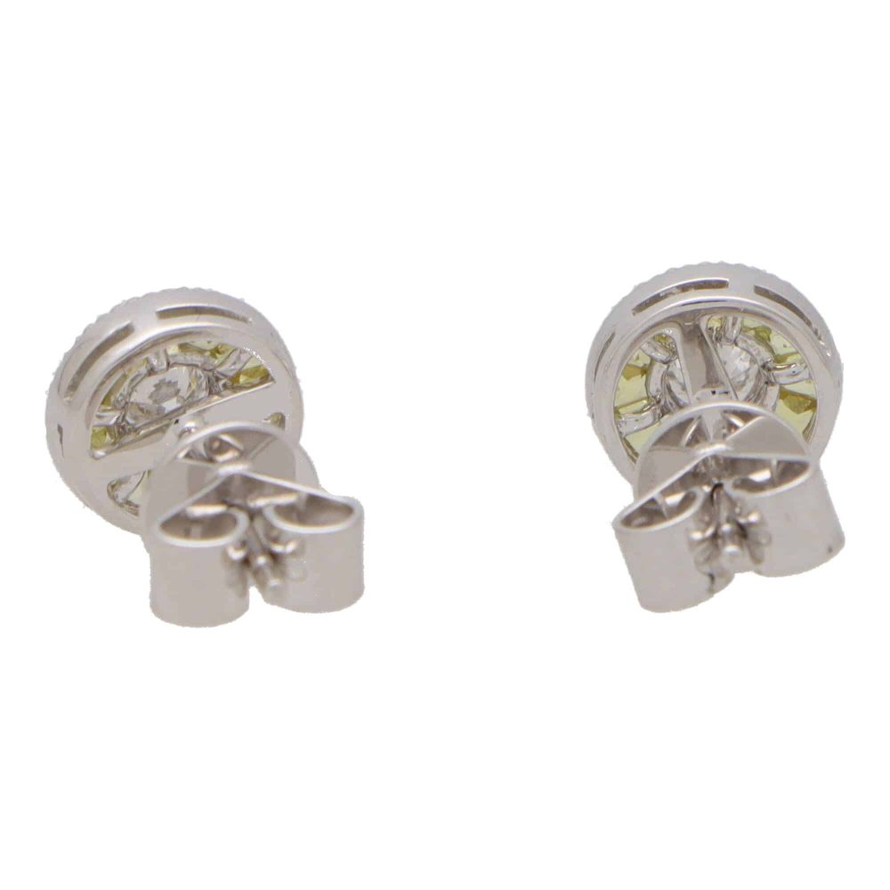 Yellow Sapphire and Diamond Target Cluster Stud Earrings