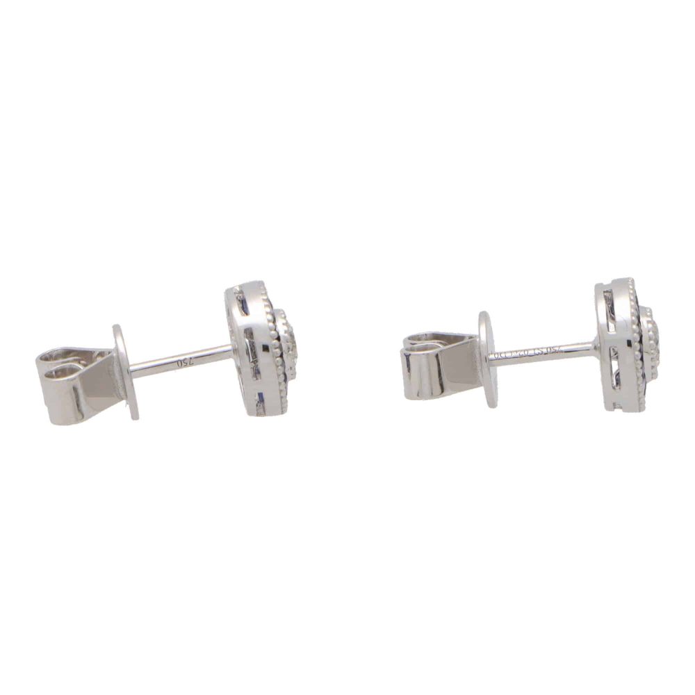 Diamond and Calibre Sapphire Target Cluster Stud Earrings