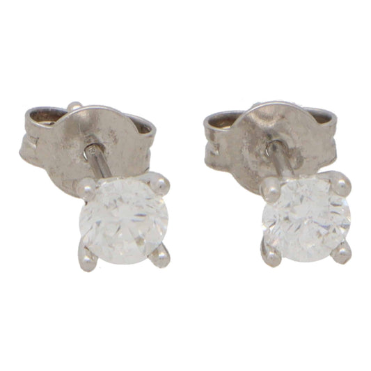 Single Stone Diamond Solitaire Stud Earrings, 0.70 carats