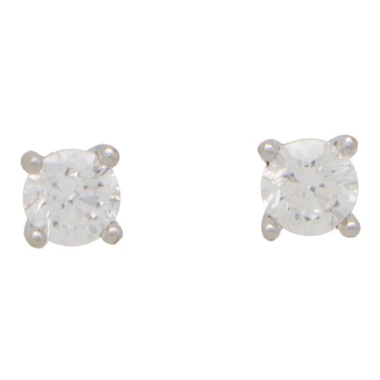 Single Stone Diamond Solitaire Stud Earrings, 0.70 carats