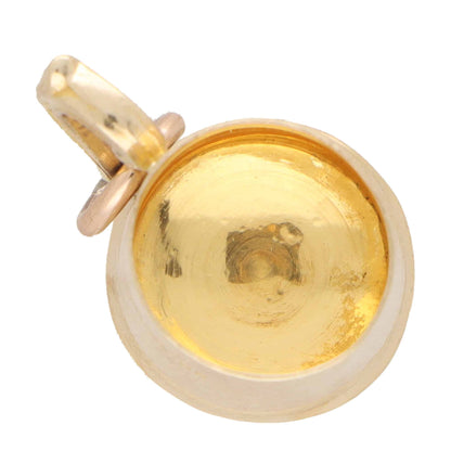 A yellow gold tankard charm, on a white background