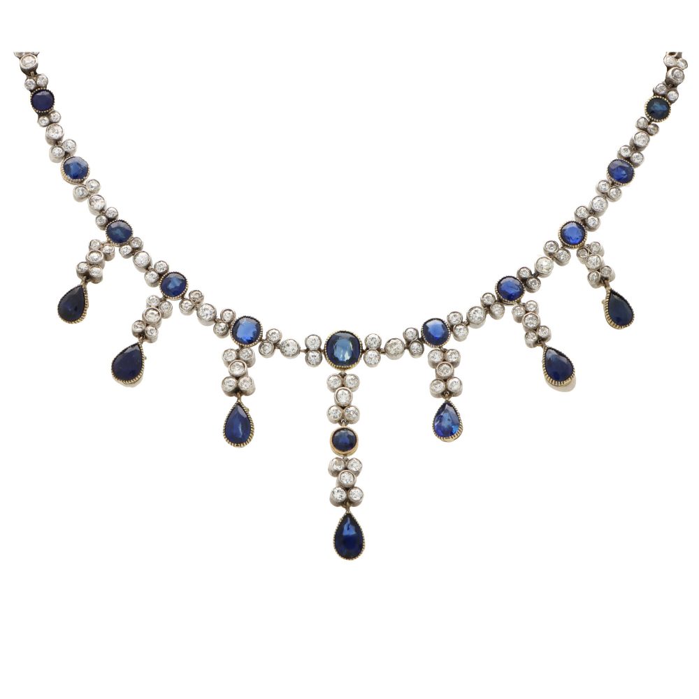 Antique Victorian Sapphire Convertible Tiara, Necklace and Earrings