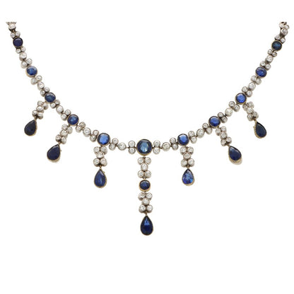 Antique Victorian Sapphire Convertible Tiara, Necklace and Earrings