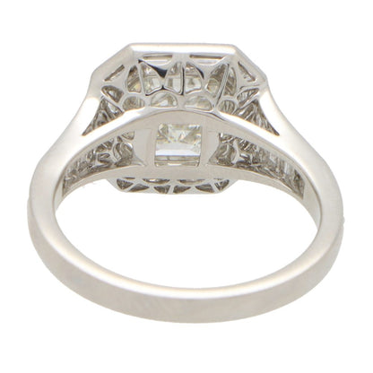 GIA Certified Art Deco Style Asscher Cut Diamond Ring