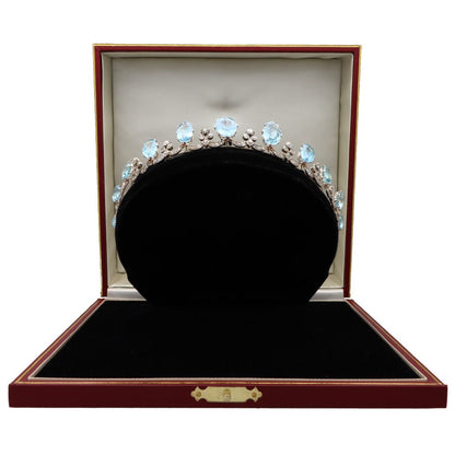 Antique Art Deco Aquamarine and Diamond Convertible Tiara Necklace
