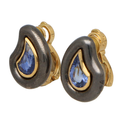 Vintage Poiray Sapphire Earrings in Gold and Silver