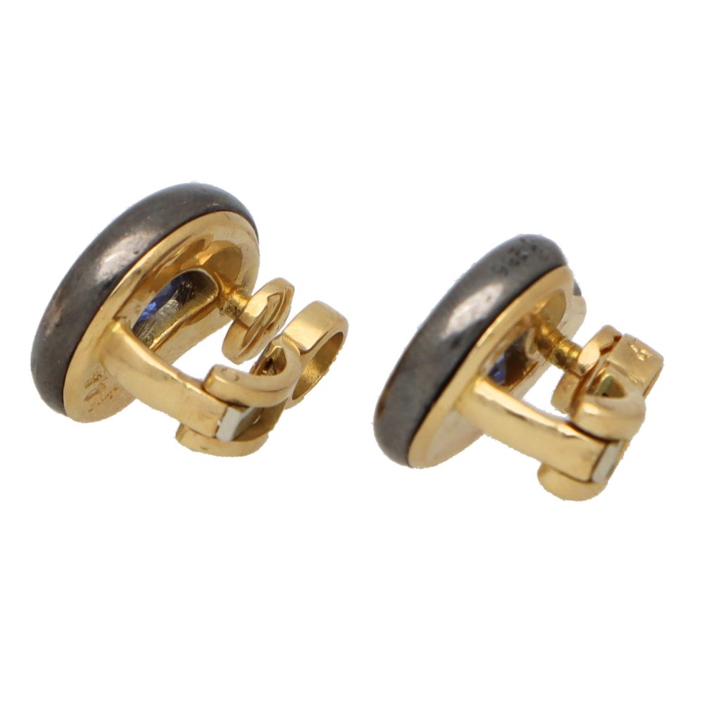 Vintage Poiray Sapphire Earrings in Gold and Silver