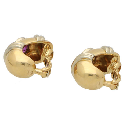 Vintage Poiray Pink and Orange Sapphire Clip On Earrings