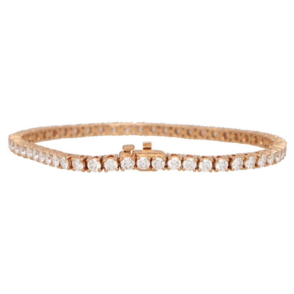 Modern 5.82ct Diamond Line Bracelet in Rose Gold