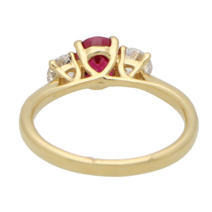 Certified Ruby and Diamond Trilogy Engagement Ring
