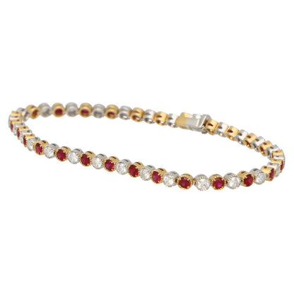 Contemporary Ruby and Diamond Line Tennis Bracelet