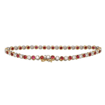 Contemporary Ruby and Diamond Line Tennis Bracelet