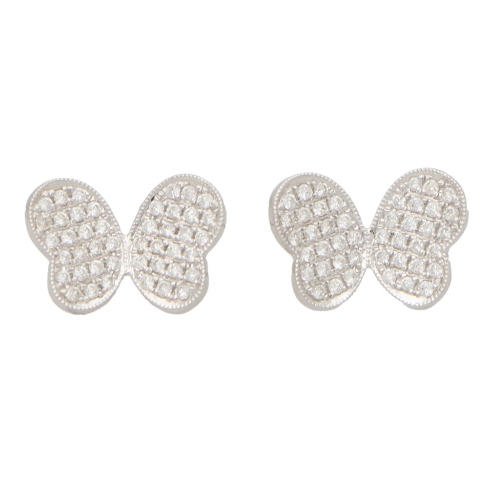 0.38ct Diamond Butterfly Stud Earrings in 18ct White Gold