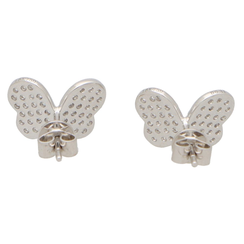 0.38ct Diamond Butterfly Stud Earrings in 18ct White Gold