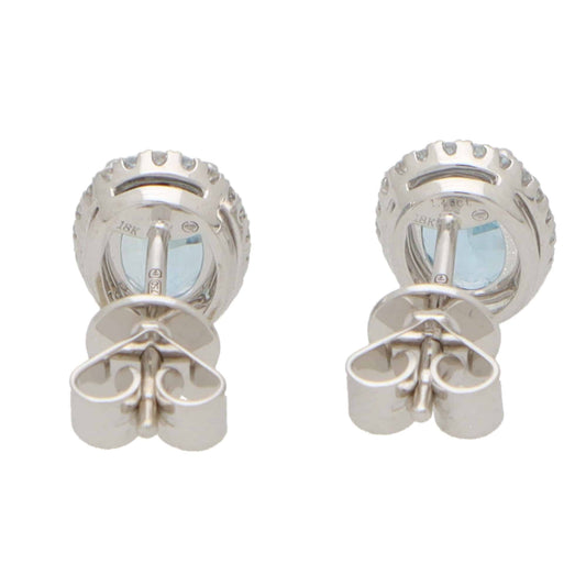 Aquamarine and diamond earrings in white gold.