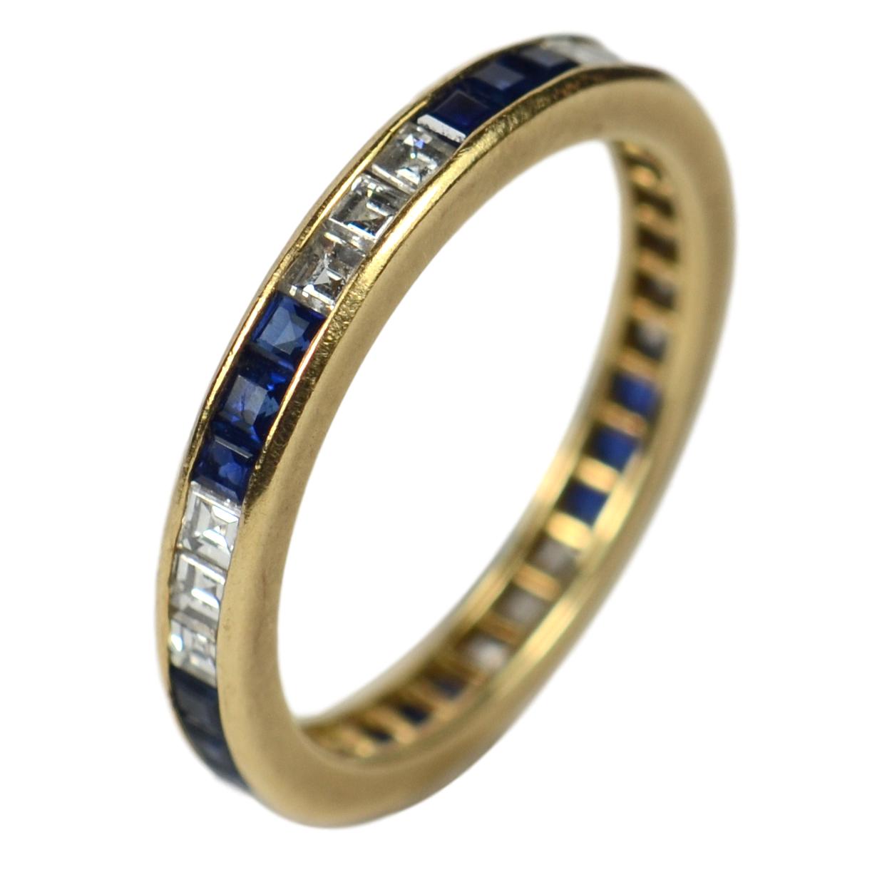 Oscar Heyman Bros Princess Cut Sapphire and Diamond Full Eternity Ring