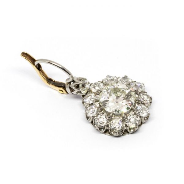 Old Cut Diamond Cluster Earrings, 5.50 Carats